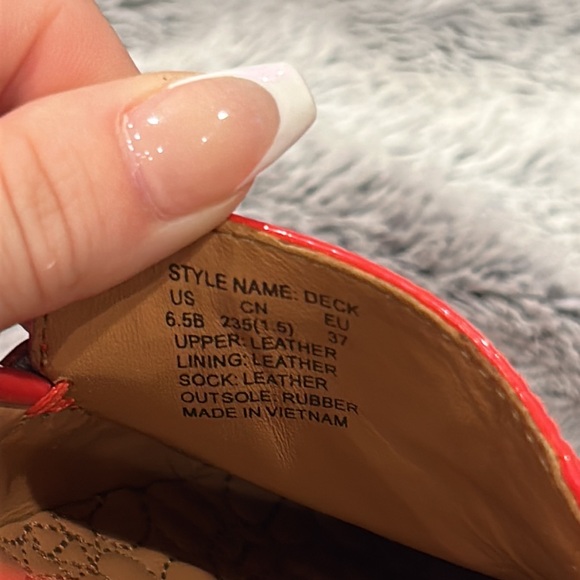 Kate Spade Leather Deck Slip on Loafers Orange Red size 6.5 EUC - Picture 4 of 5